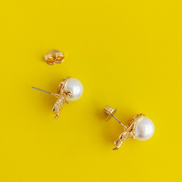 Kate Spade Dazzling Dragon Gold Stud Earrings New - Picture 3 of 3